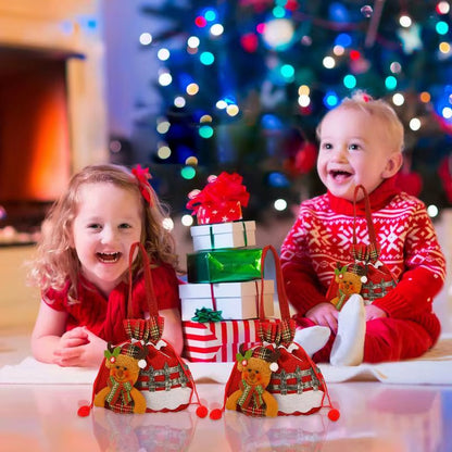 Festive Christmas Eve Drawstring Candy Bags - Perfect Portable Gift Bags for Kids!