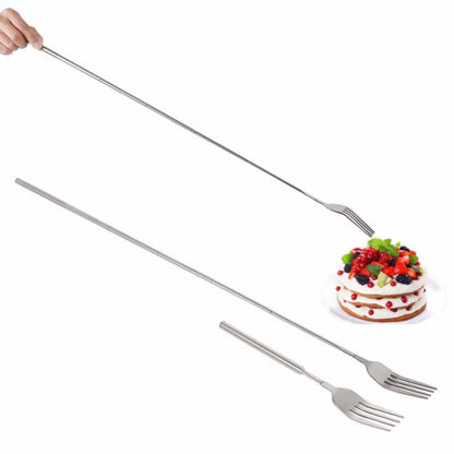 Food Fork Stainless Steel Sliver Telescopic Food Fork  Fork Extendable for Dinner Fruit 