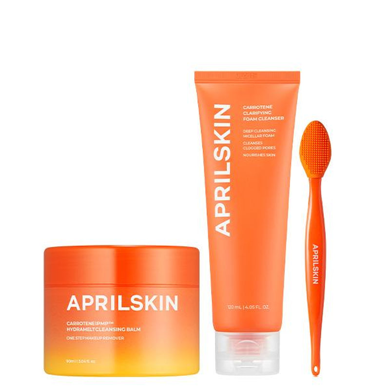 [APRILSKIN Official Store] Carrotene Blackhead-Free Double Cleansing Duo (Cleanser + Cleansing Balm) | Makeup Remover, Blackhead & Sebum Deep Cleanser | Glass Glow Skin | Kbeauty