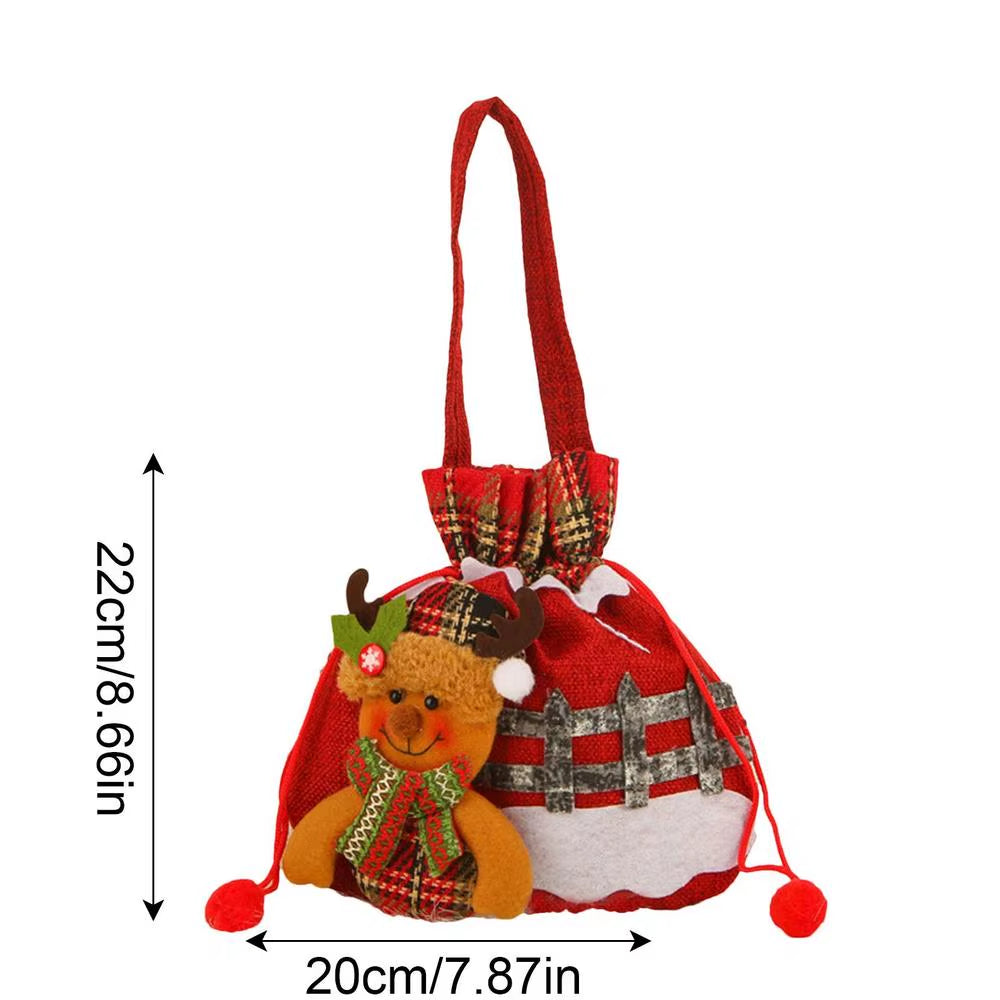 Festive Christmas Eve Drawstring Candy Bags - Perfect Portable Gift Bags for Kids!