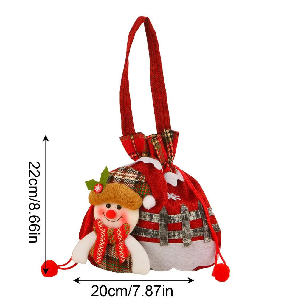 Festive Christmas Eve Drawstring Candy Bags - Perfect Portable Gift Bags for Kids!