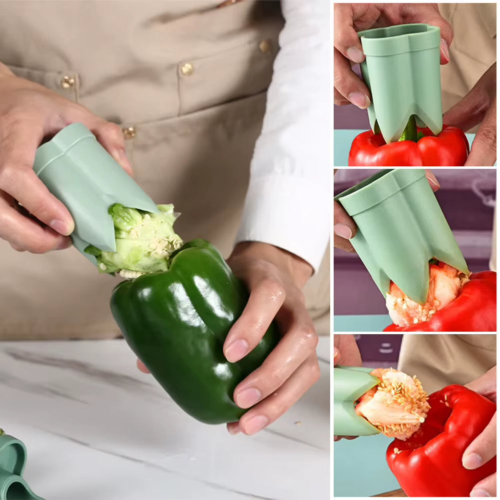 2-In-1 Fruit Pepper Corer , Seed Removing Tool, Portable Kitchen Utensil that's Reusable 