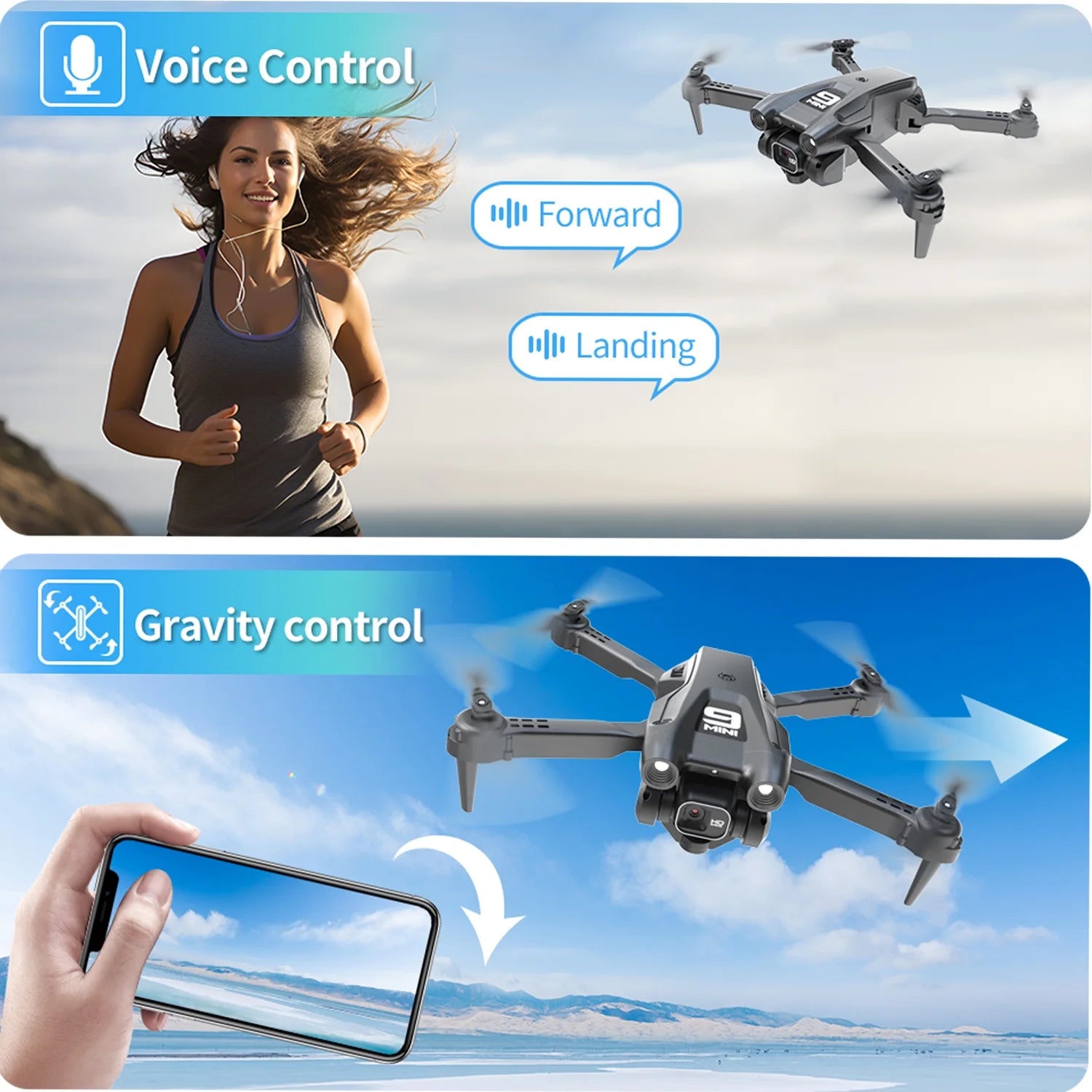 Foldable Drone, 1080P HD FPV Camera Wifi RC Quadcopter