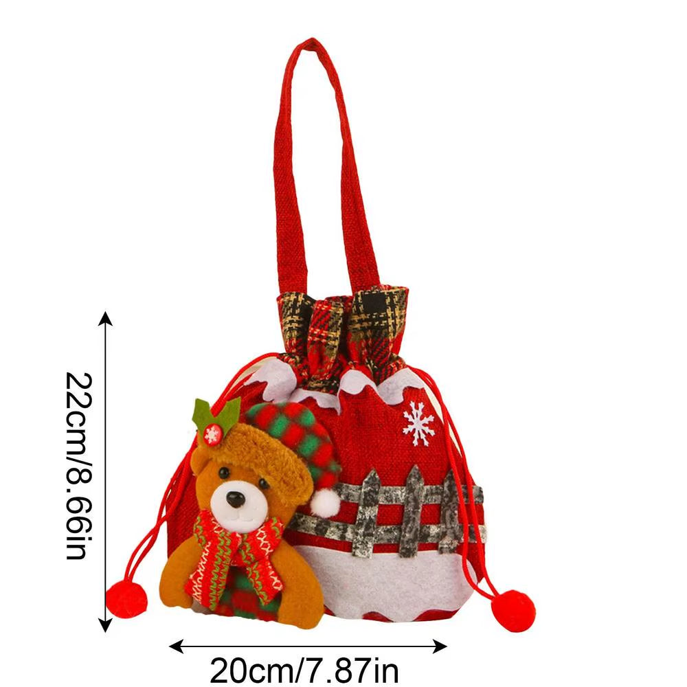 Festive Christmas Eve Drawstring Candy Bags - Perfect Portable Gift Bags for Kids!