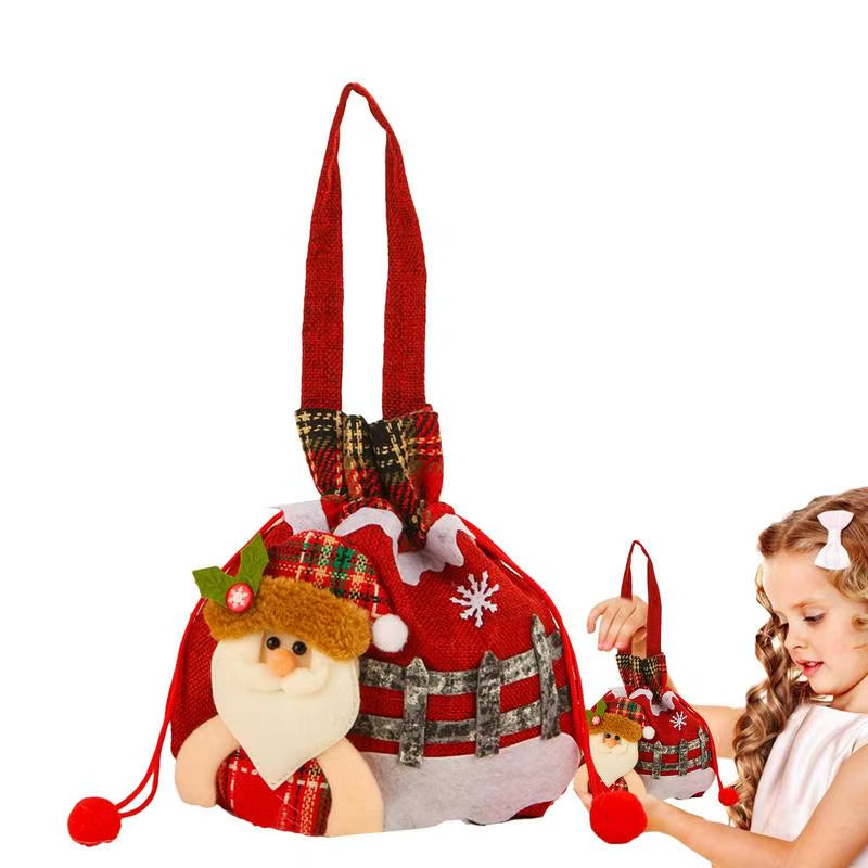 Festive Christmas Eve Drawstring Candy Bags - Perfect Portable Gift Bags for Kids!