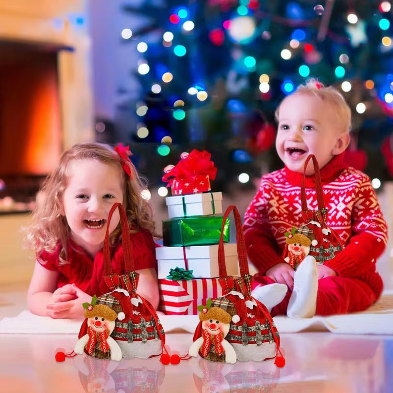 Festive Christmas Eve Drawstring Candy Bags - Perfect Portable Gift Bags for Kids!